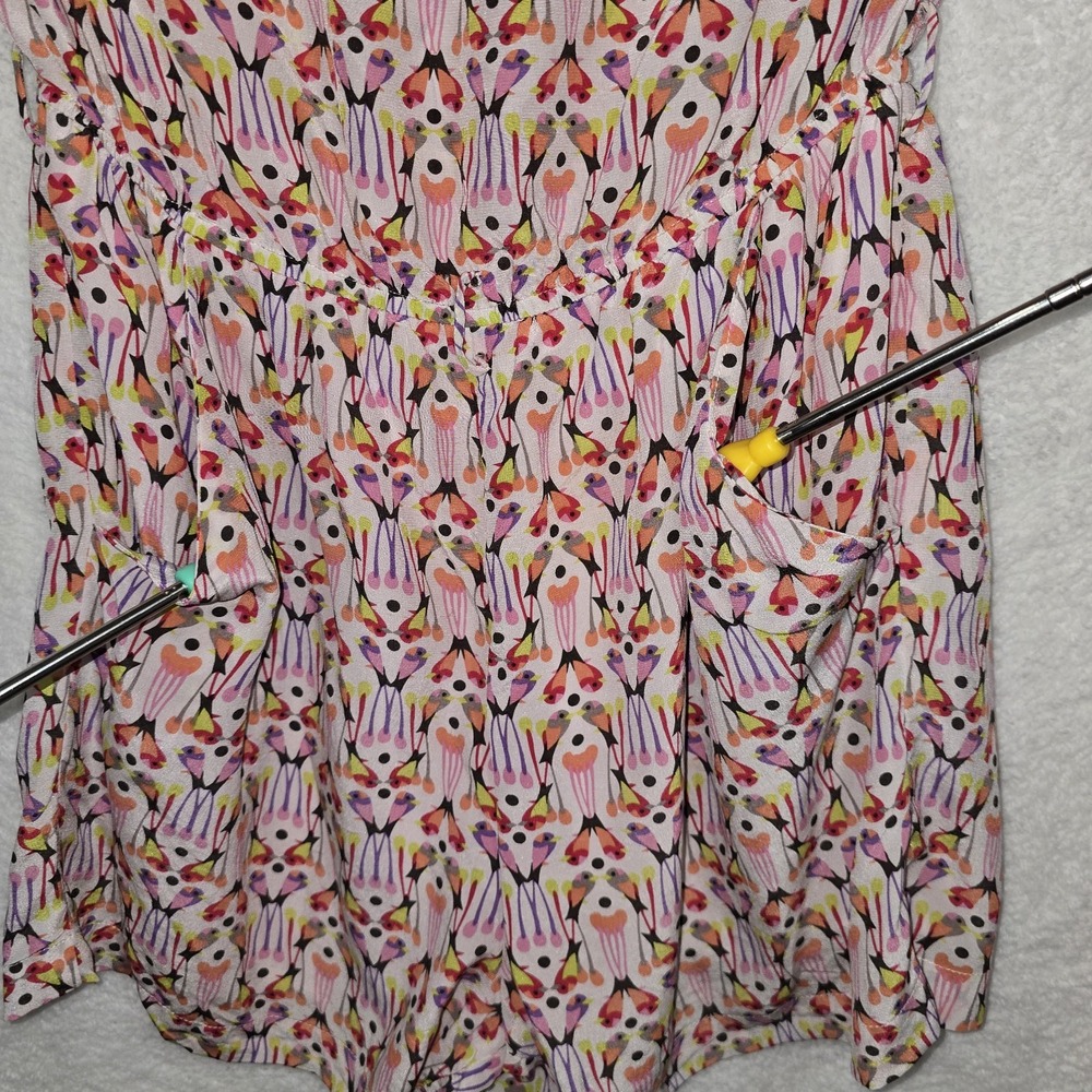 CHARLIE JADE Womens Size Small Strapless 100% Silk Colorful Romper Jumper Shorts - Picture 7 of 11